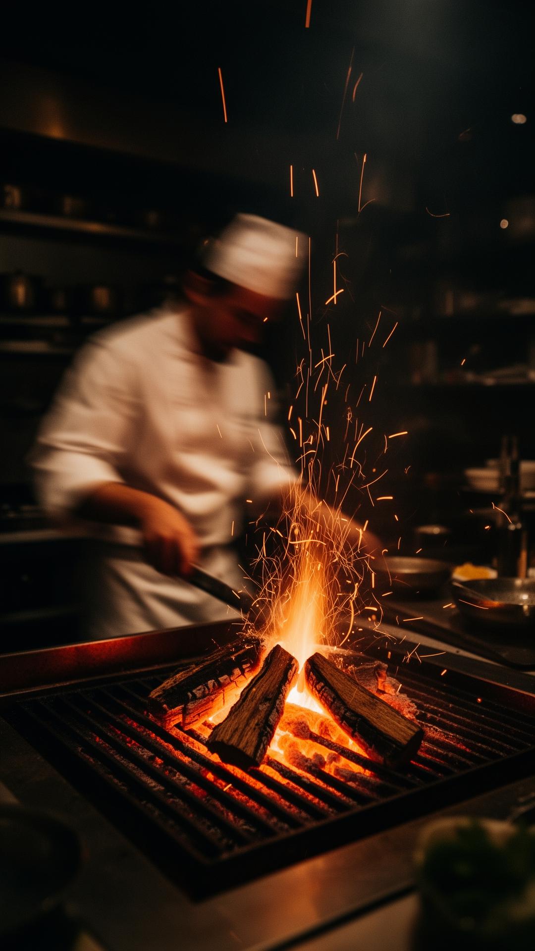 The wood-fire hearth at Hearth & Forage