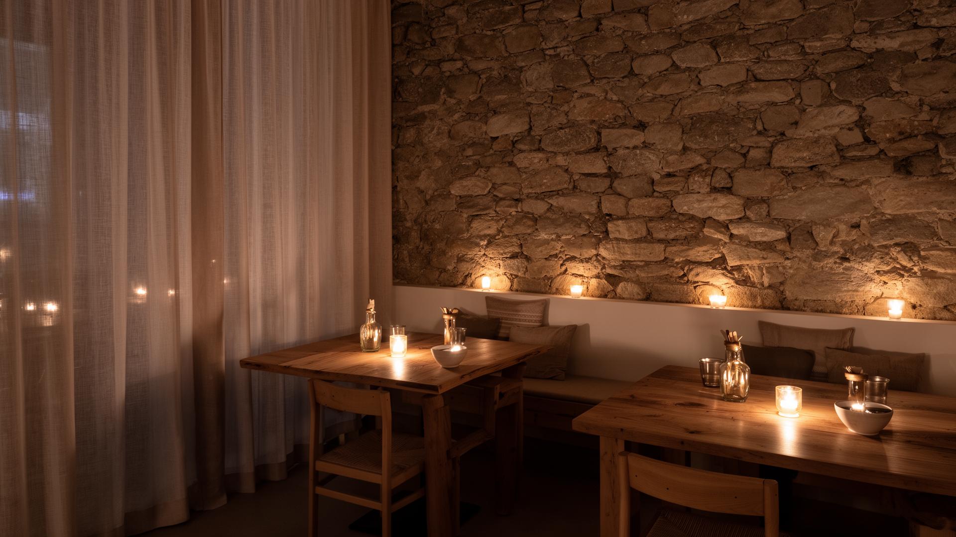 Candlelit interior of Hearth & Forage
